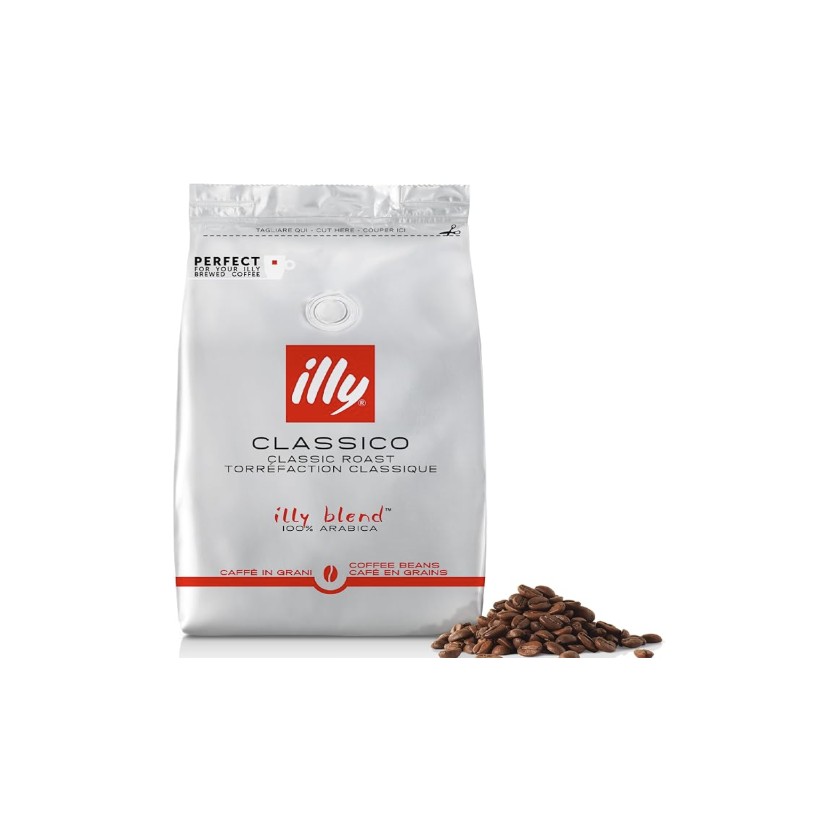 illy Classico coffee beans 500g silver bag of 100% Arabica whole beans
