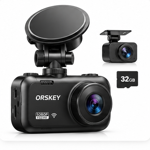 ORSKEY front and rear 1080p dash cam with SD card
