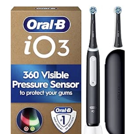 Oral-B iO3 electric toothbrush Black with travel case and spare head