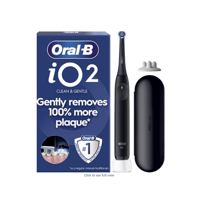 Oral-B iO2 Night Black electric toothbrush with travel case and packaging