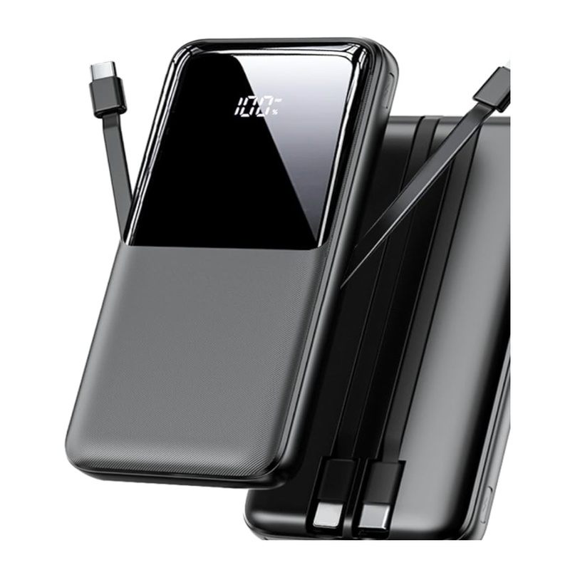 CFIAI 15000mAh fast charging power bank with built-in cables